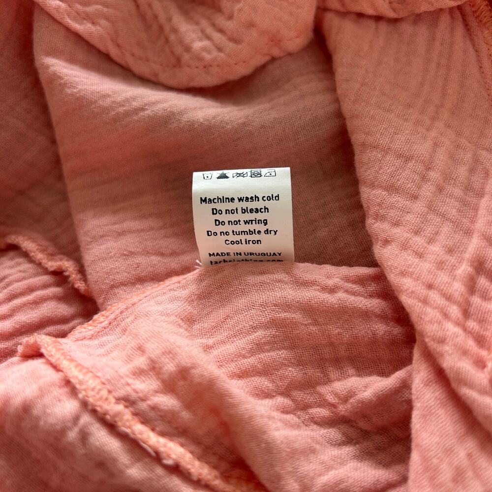 Tach Larina Embroidered Linen Cotton Top Puff Sleeve Peach Pink - Picture 16 of 16